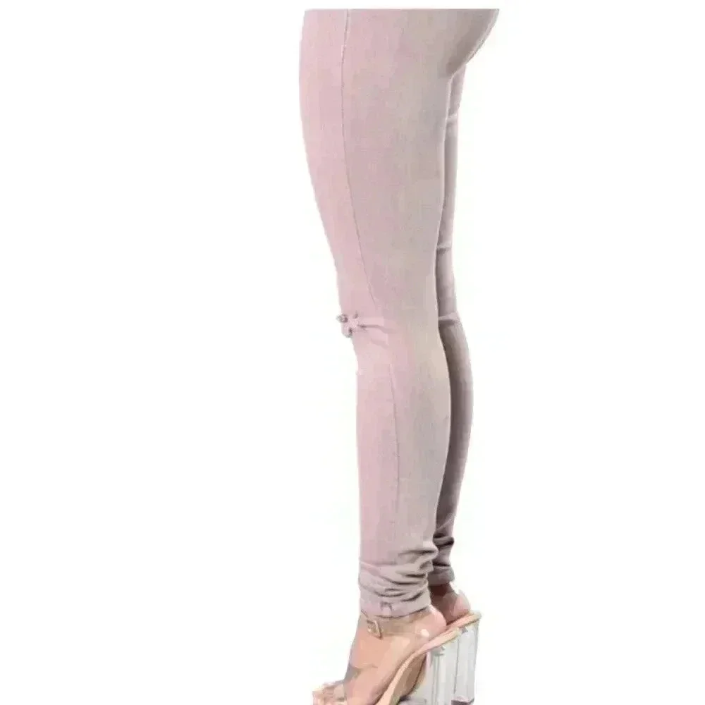 Fashion Nova High Waisted Pink Wash Skinny Jeans Stretchy Sexy Denim Size 9